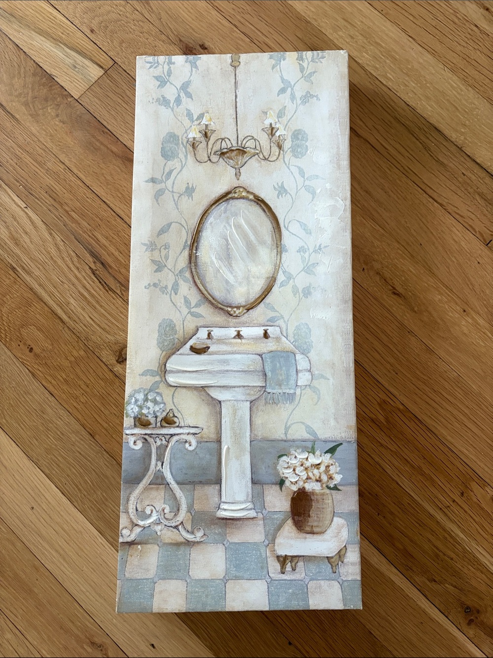 Bed Bath & Beyond Beige and Light Blue Bathroom Vanity Wall Art